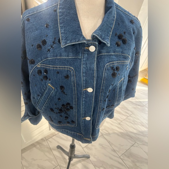 Pilcro Dark Blue Embellished Jean Jacket - Picture 8 of 11